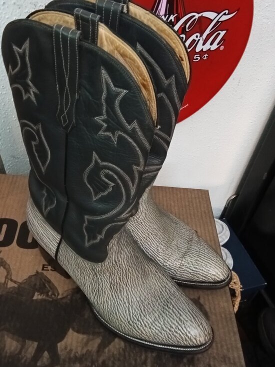 Pecos Bill Exotic Shark Boots, Size 12D main image 6